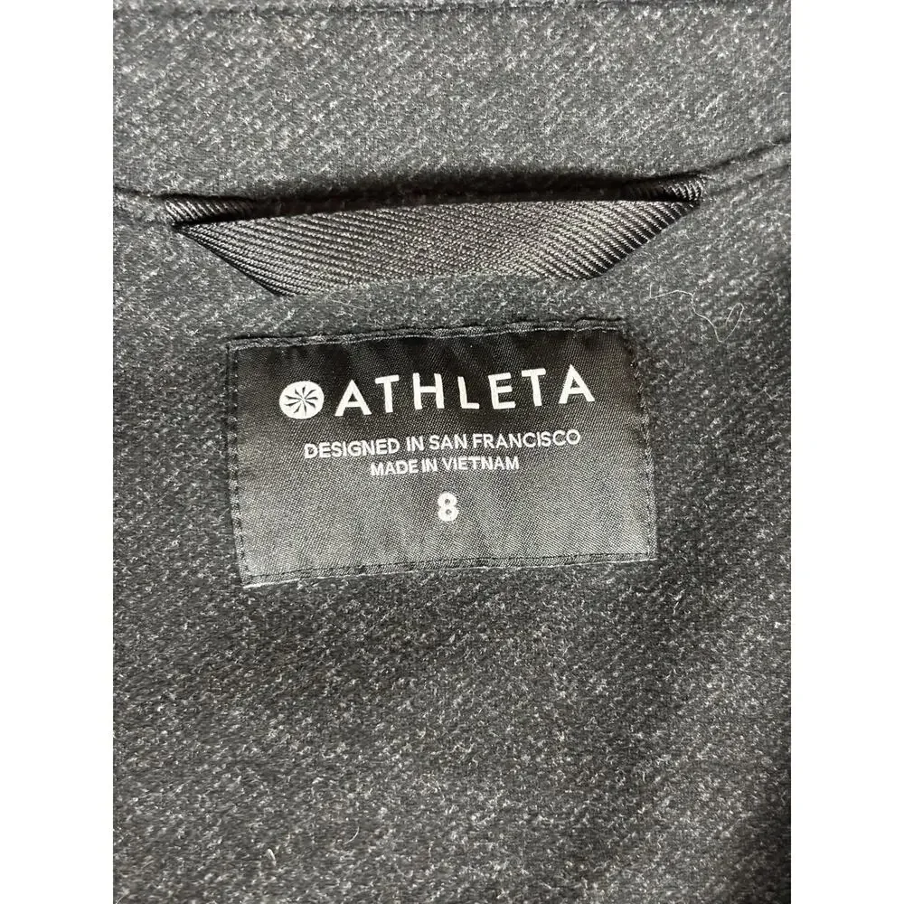 Athleta Venice Blazer Dark Heather Grey 8 Stretch Single Breasted